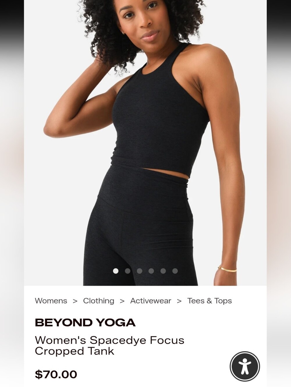 Beyond Yoga Spacedye Focus Cropped Tank Sz M Black